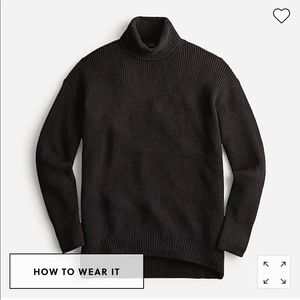 J Crew Ribbed Cotton-Cashmere Relaxed Turtleneck Sweater
